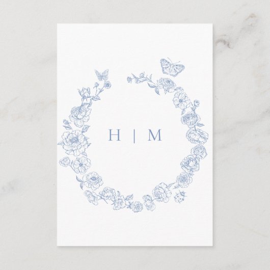 ブルーチエレガントノイスリーバードクレスト結婚の詳細 エンクロージャーカード (裏面)