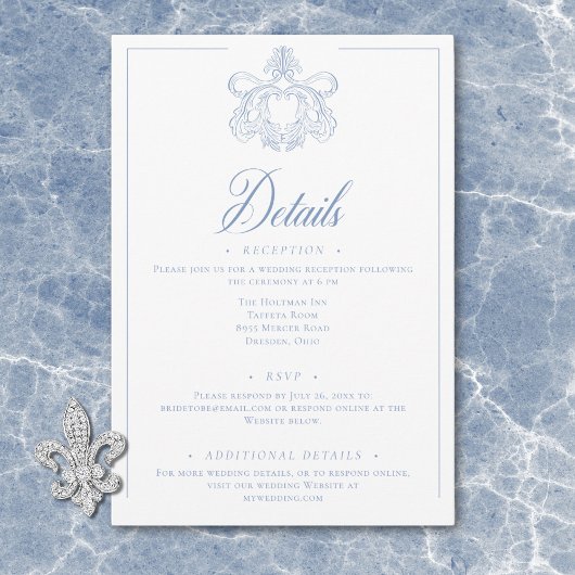 ブルーチエレガントノイスリーバードクレスト結婚の詳細 エンクロージャーカード