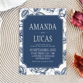 ブルーチエレガントノイスリ結婚ーの 招待状