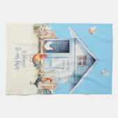 ブルーチキンクープファームハウスディッシュタオル キッチンタオル (横)