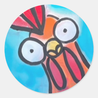 ブルーチキンステッカー ラウンドシール