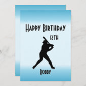 ブルーチケット野球バースデーパーティーの招待状 招待状 (正面/裏面)