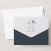 ブルーチッスルウォーターカラーユーカリ結婚ス オールインワン招待状 (裏面)