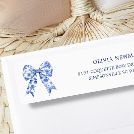 ブルーチノイスリーコケットボウ差出人住所 ラベル