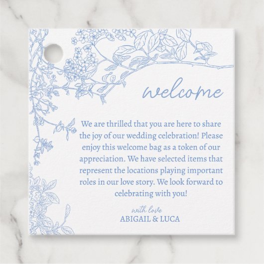 ブルーチノイスリートイレデジュイ結婚の歓迎 フェイバータグ (正面)