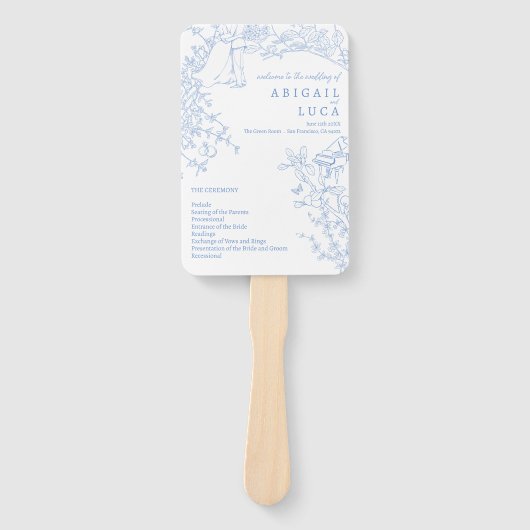 ブルーチノイスリートイレデジュイ結婚式 プログラム ハンドファン (正面)