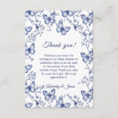 ブルーチノイスリーバタフライベビーシャワーありがとう エンクロージャーカード (正面)