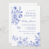 ブルーチノイスリーフローラブライダルシャワー 招待状 (正面/裏面)