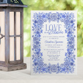 ブルーチノイスリーフローラブライダルシャワー 招待状