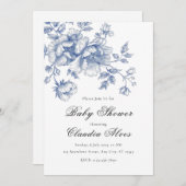 ブルーチノイスリーフローラベビーシャワー招待状 招待状 (正面/裏面)