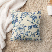 ブルーチノイスリーフローラヴィンテージ植物学 クッション (ブランケット)