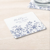 ブルーチノイスリーブライダルシャワー紙コースター スクエアペーパーコースター (アングル)