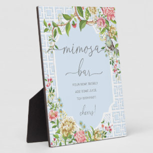 ブルーチノイスリーベビーシャワーミモザバーサイン フォトプラーク