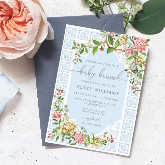 ブルーチノイスリーベビーブランチ招待状トリアノン 招待状