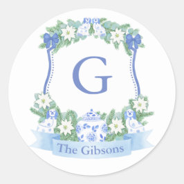 ブルーチノイスリーホリデイズクレスト封筒用シール ラウンドシール