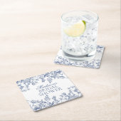 ブルーチノイスリーヴィンテージフローラブライダルシャワー スクエアペーパーコースター (インサイチュ)