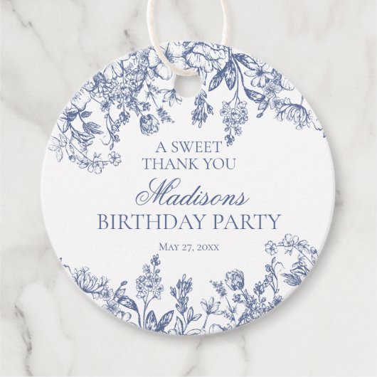 ブルーチノイスリーヴィンテージフローラ誕生日円 フェイバータグ (正面)