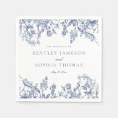 ブルーチノイスリーヴィンテージ結婚フローラのデザート スタンダードカクテルナプキン (正面)