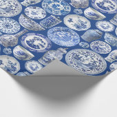 ブルーチノイスリー中国のヴァース&プレート ラッピングペーパー (角)