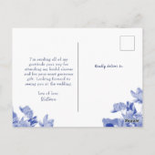 ブルーチノエレガントイセリーブライダルシャワーありがとう ポストカード (裏面)