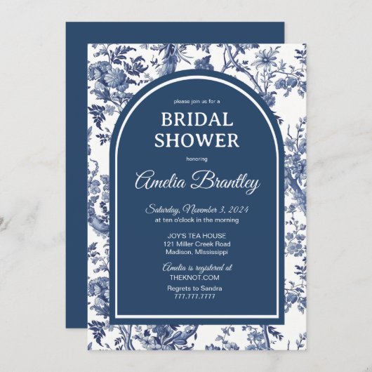 ブルーチノセリエ招待状ブライダルシャワー 招待状 (正面/裏面)