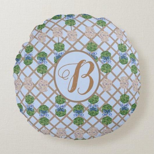 ブルーチノセリージンジャージャージャージャージャーズトピアリーバスケットロ ラウンドクッション (正面)