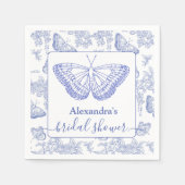 ブルーチノパーソナライズされたイセリーフローラブライダルシャワー スタンダードカクテルナプキン (正面)