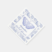 ブルーチノパーソナライズされたイセリーフローラブライダルシャワー スタンダードカクテルナプキン (角)