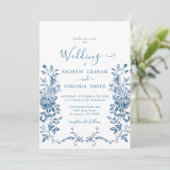 ブルーチノフランスのエリビクトリアンヴィンテージ結婚ズ 招待状 (スタンド正面)