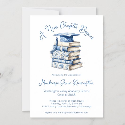 ブルーチノワジェリーブズ新しい章卒業 マグネット招待状 (正面)