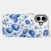 ブルーチノワズリイチゴの花のスマホケース Case-Mate iPhoneケース (裏面 (横))