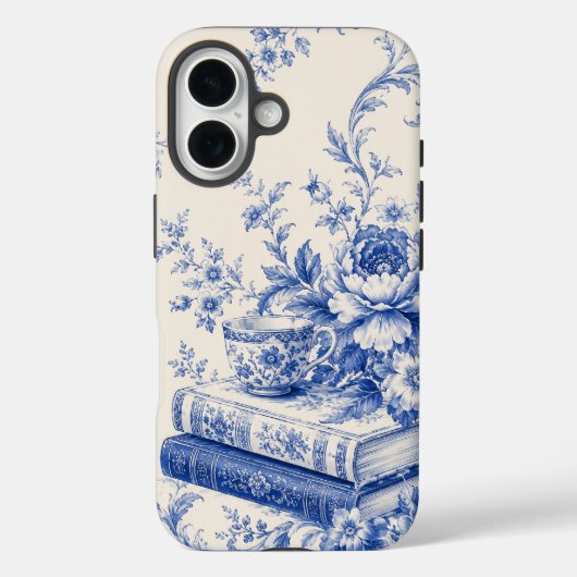 ブルーチノワズリーの本と紅茶のスマホケース Case-Mate iPhoneケース (裏面)