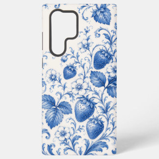 ブルーチノワズリ ストロベリー フローラル フォンケース SAMSUNG GALAXY S22 ULTRAケース