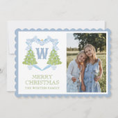 ブルーチノワセリークリスマスツリーモノグラムクレスト シーズンカード (正面)