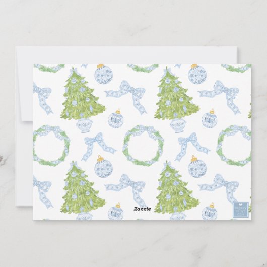 ブルーチノワセリークリスマスツリーモノグラムクレスト シーズンカード (裏面)