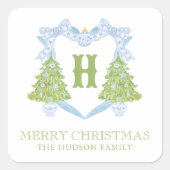 ブルーチノワセリークリスマスツリーモノグラムクレスト スクエアシール (正面)