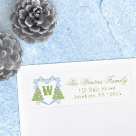 ブルーチノワセリークリスマスツリーモノグラムクレスト ラベル