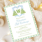 ブルーチノワセリークリスマスツリーモノグラムクレスト 招待状