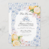 ブルーチノワセリーティーパーティー誕生日トイル 招待状 (正面/裏面)