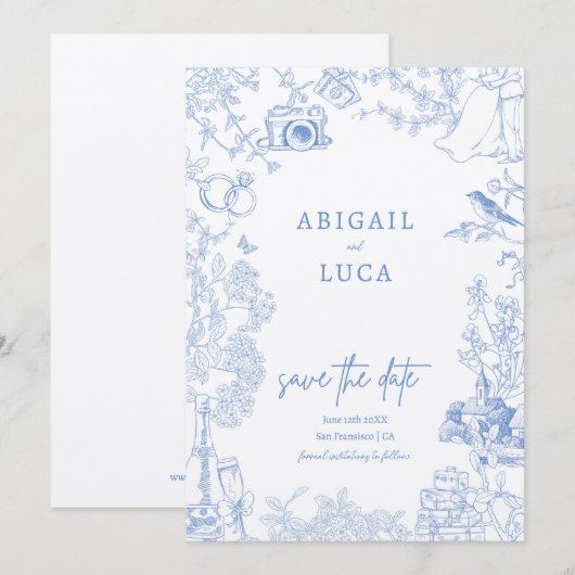 ブルーチノワセリートワールデジュイ結婚さんの救デート 招待状 (正面/裏面)