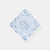 ブルーチノワセリーフローラバードブライダルシャワー スタンダードカクテルナプキン (角)