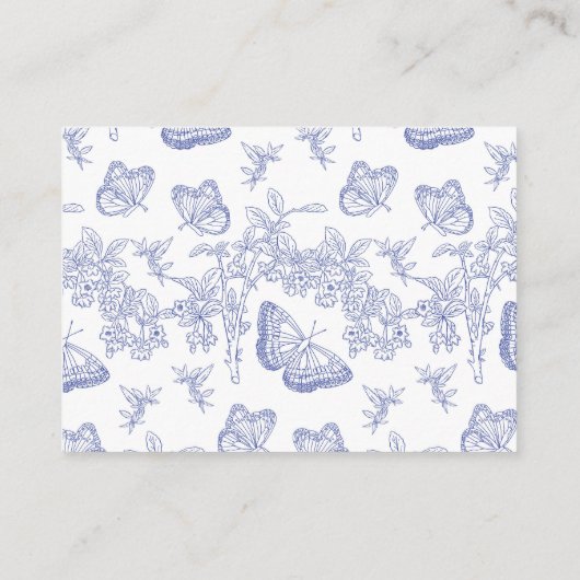 ブルーチノワセリーフローラブライダルシャワーレシート エンクロージャーカード (裏面)