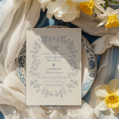 ブルーチノワセリーフローラボタニッ結婚クス 招待状