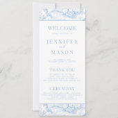 ブルーチノワセリーフローラ結婚式プログラムカード (正面)