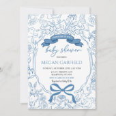ブルーチノワセリーボウウッドランドサファリベイビーシャワー 招待状 (正面)