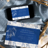 ブルーチノワセリーロマンチック結婚なリハーサルディナー 招待状