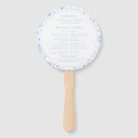 ブルーチノワセリー磁器フローラ結婚式 プログラム ハンドファン (裏面)