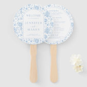 ブルーチノワセリー磁器フローラ結婚式 プログラム ハンドファン (正面&裏面)