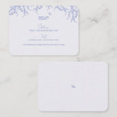 ブルーチャイノアイセリーウェディングRSVPカード エンクロージャーカード (正面/裏面)