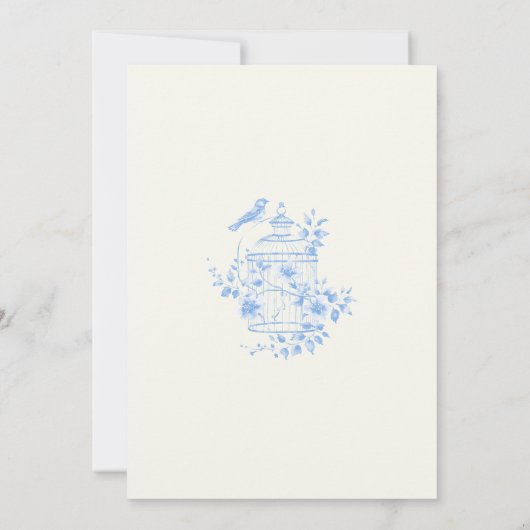 ブルーチャイノエリーヴィンテージフローラBabyShower 招待状 (裏面)